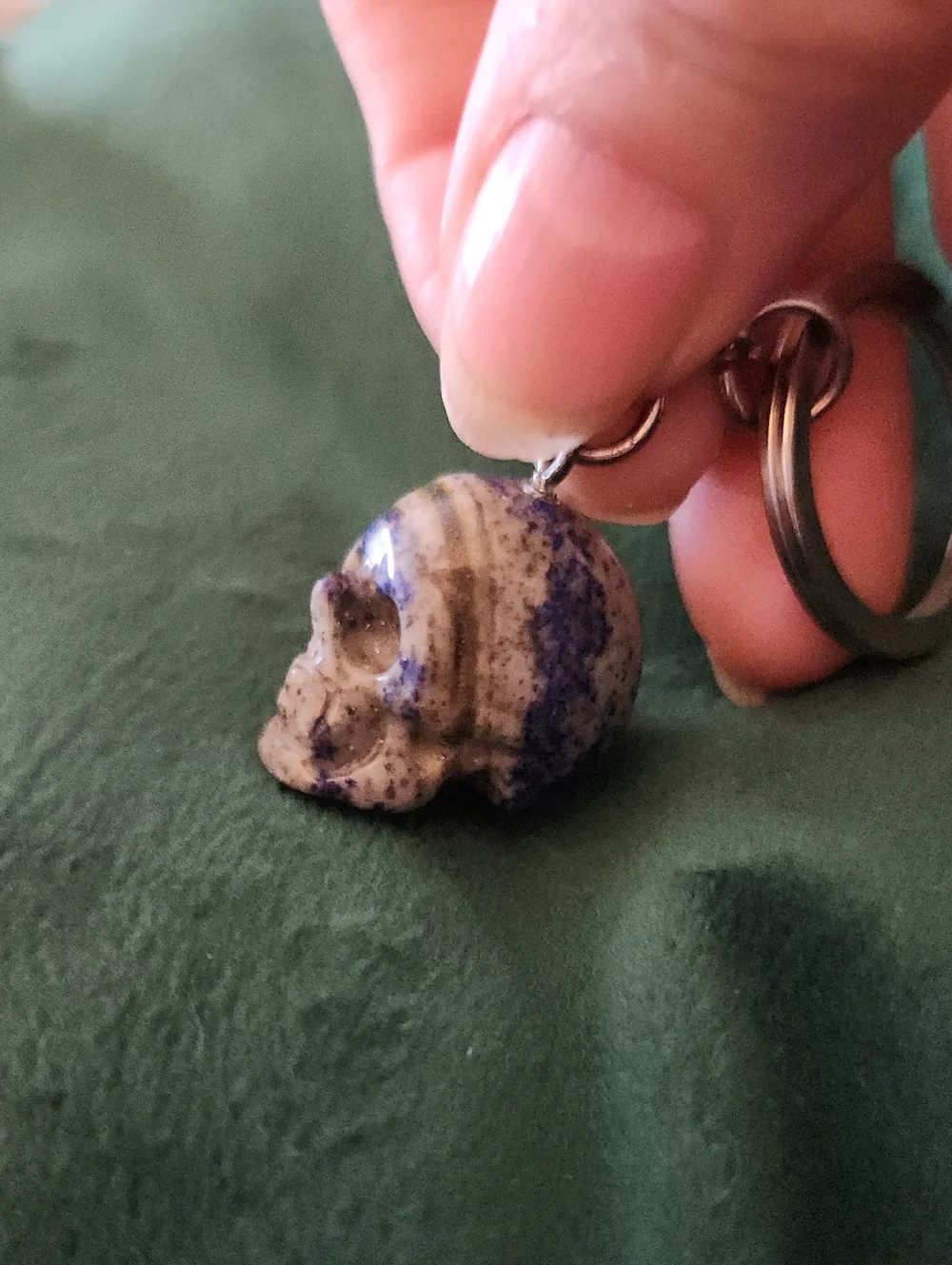 NWOT Lapis Lazuli Skull Keychain in Blue and Cream